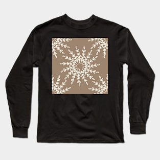 Foliage Pinwheel in soft coll brown and cream Long Sleeve T-Shirt